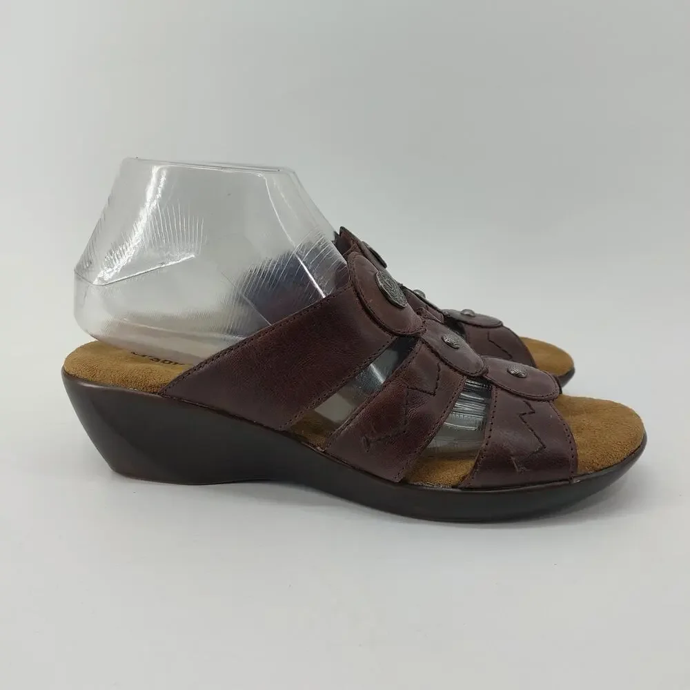Walking Cradles Brown Leather Sandals Slides 9.5 - Picture 3 of 11